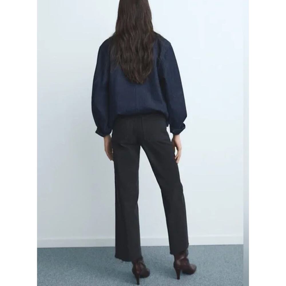 Mango NWT high Rise Black Wash Culotte Jean Catherin US 6 - Picture 3 of 5